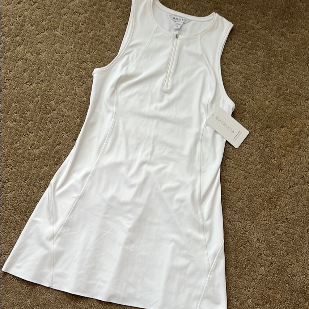 Athleta White Zip-Front Pickelball/Tennis Dress